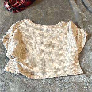 SHEIN Cream Boxy Crop Top Short Sleeve